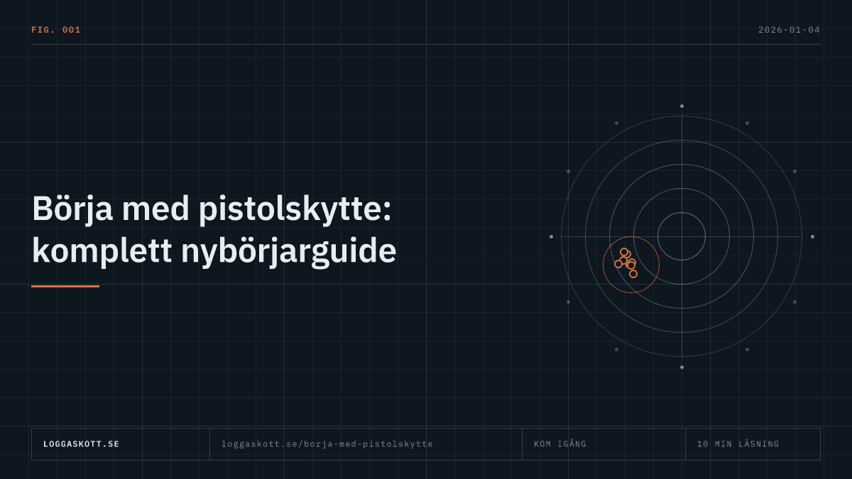 Nybörjarguide till pistolskytte med måltavla och stegen från första provskjutningen till eget vapen och licens.
