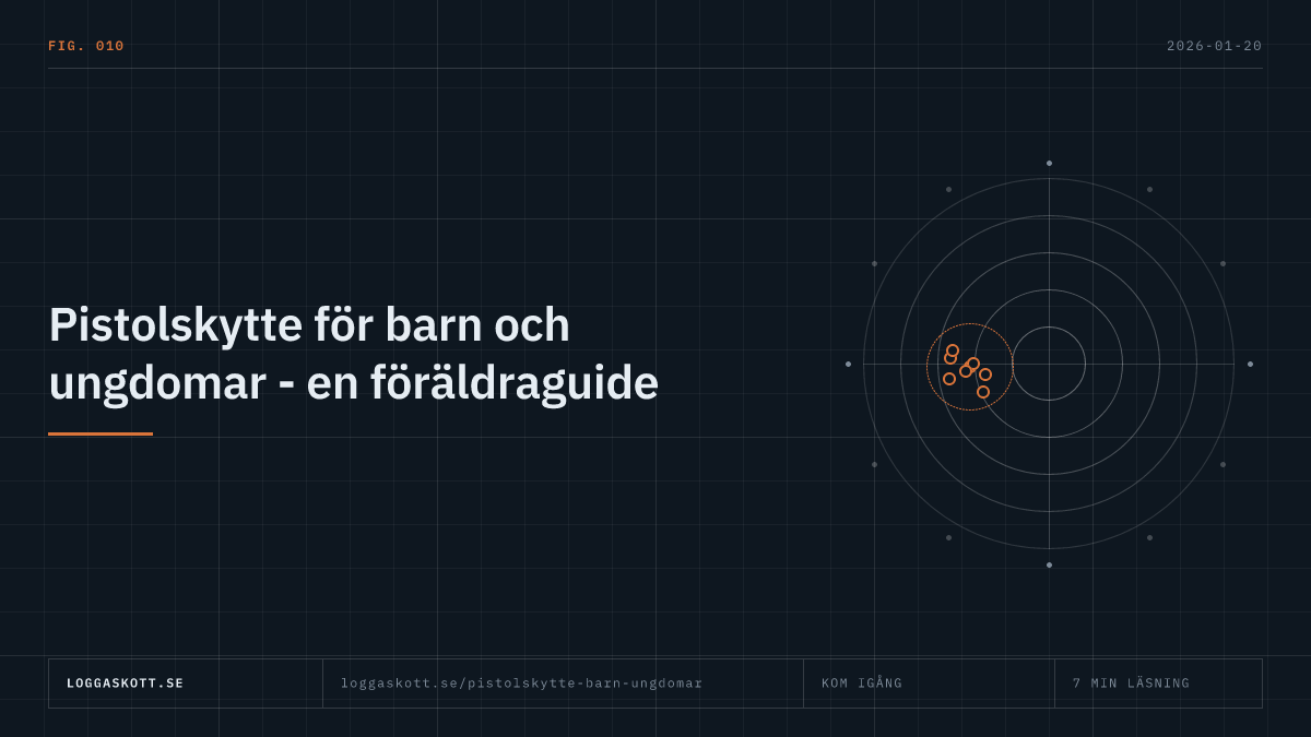 Åldersgränser för pistolskytte för barn och ungdomar, från luftpistol vid 10 år till krutvapen vid 15 år.