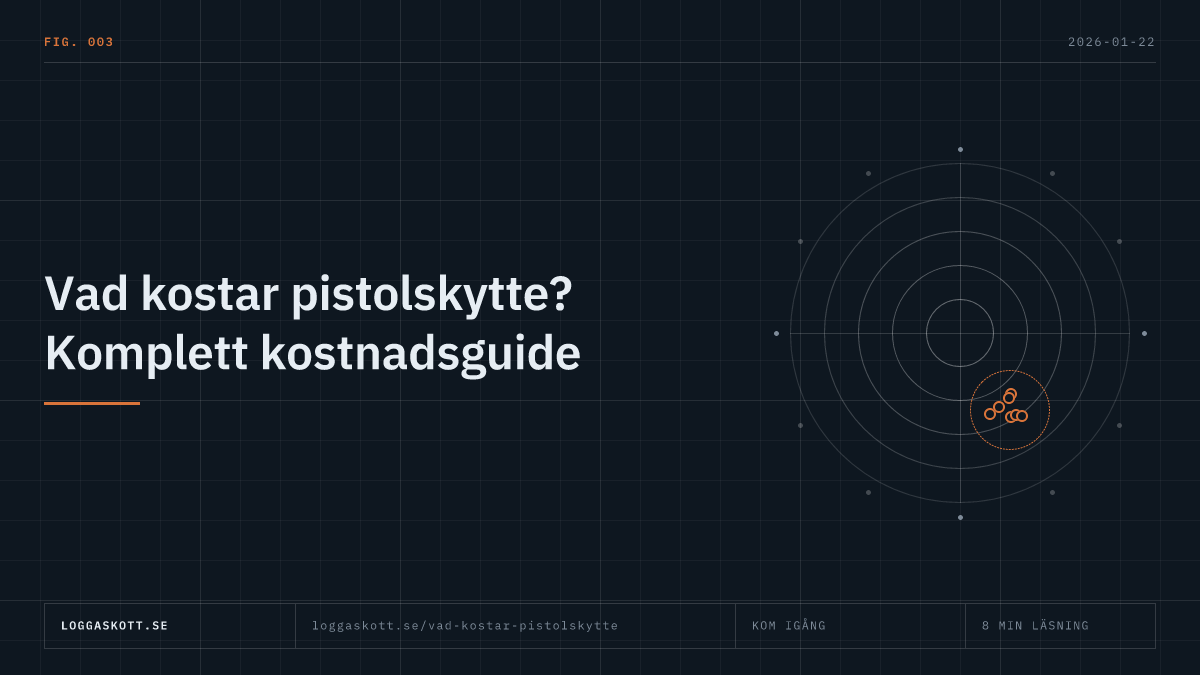 Kostnadsöversikt för pistolskytte med poster för medlemsavgift, kurs, ammunition, vapen och vapenskåp.