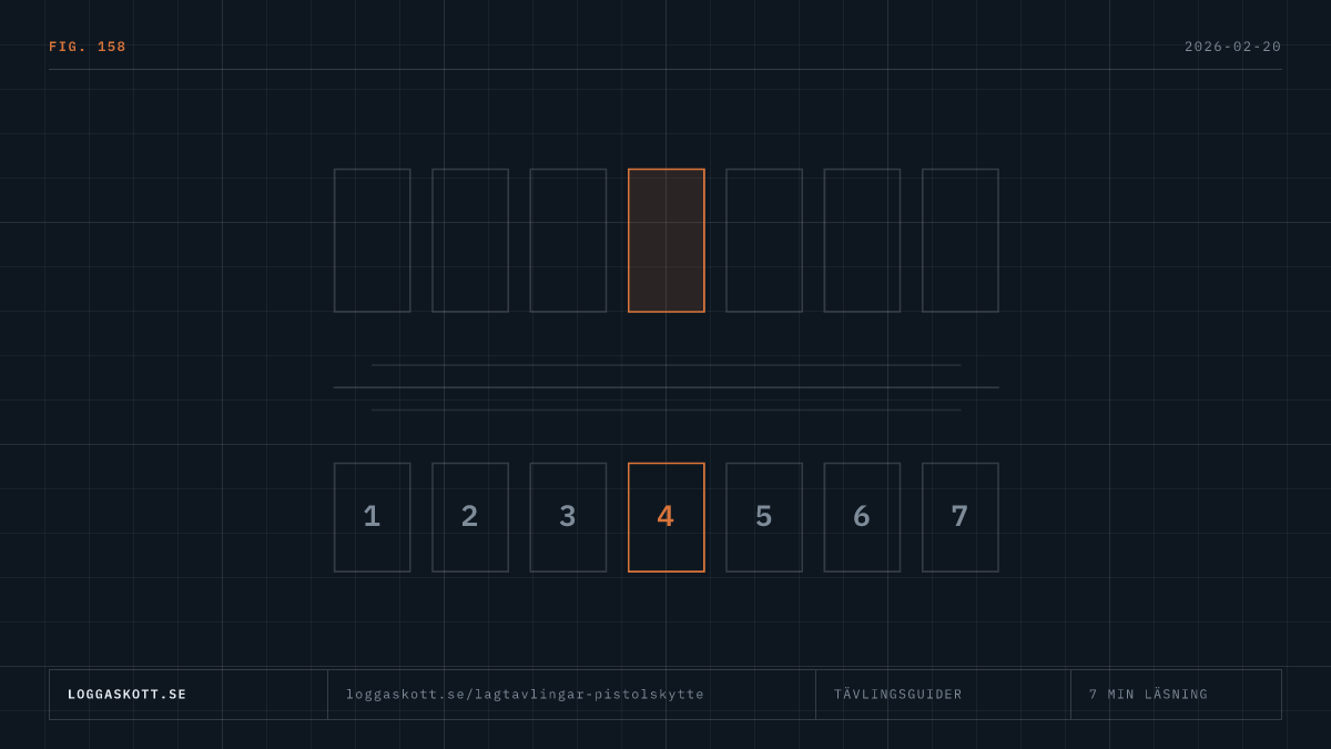 Stapeldiagram över lagtävlingar i pistolskytte som visar lagsammansättning, poängberäkning och strategi.