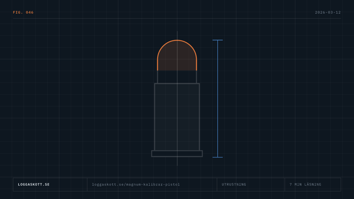 Patronprofiler av .357 och .44 Magnum med måttlinjer som jämför magnum-kalibrar för pistolskytte